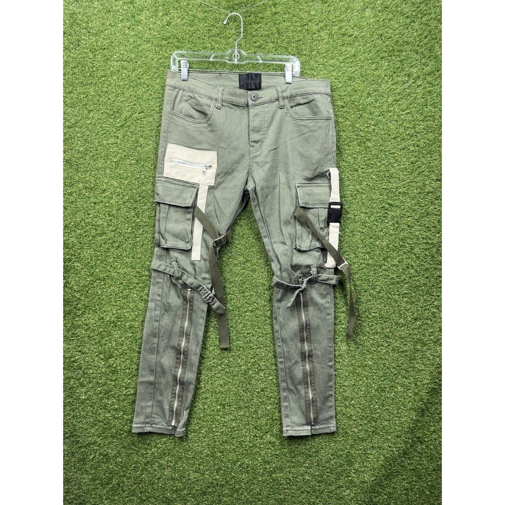 Valabasas Stacked Cargo Pants Mens 36x30 Matte Red Banjo Tapered Skinny Leg